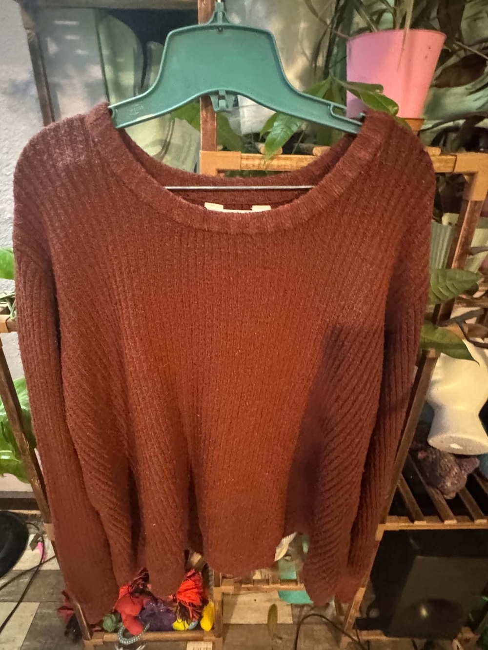 Market & Spruce Ribbed Crewneck Sweater - Chestnut Brown